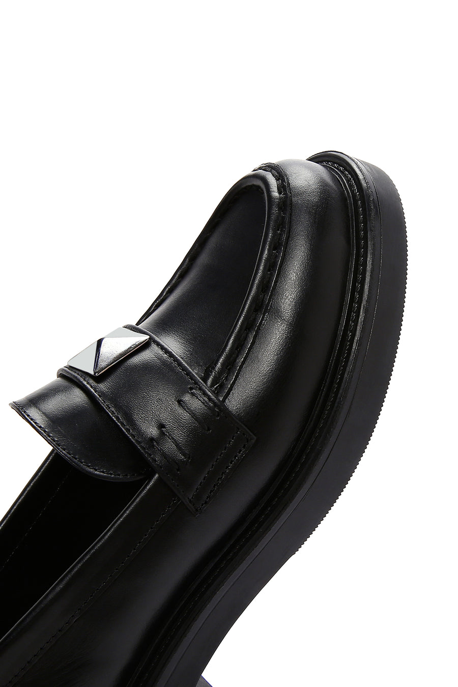Kadın Siyah Deri Maskülen Casual Loafer