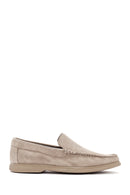 Derimod Fly Men's Beige Suede Leather Loafer | Derimod