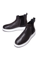 Men's Gray Leather Flat Chelsea Boots | Derimod