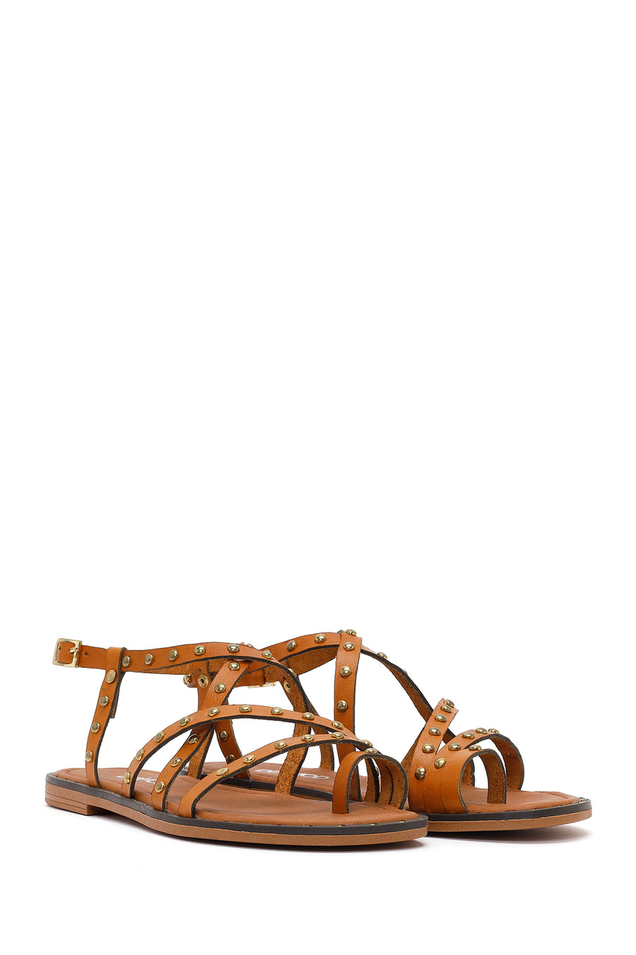 Women's Tan Buckled Leather Bodrum Sandals