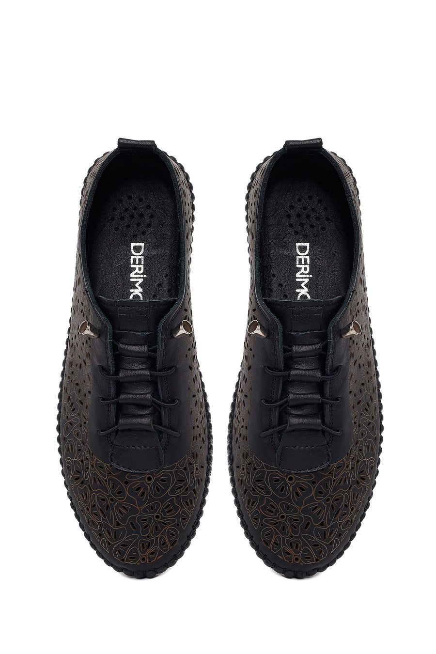 Woman Black Patterned Leather Comfort Shoes