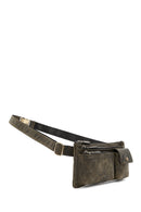 Men's Khaki Leather Waist Bag | Derimod