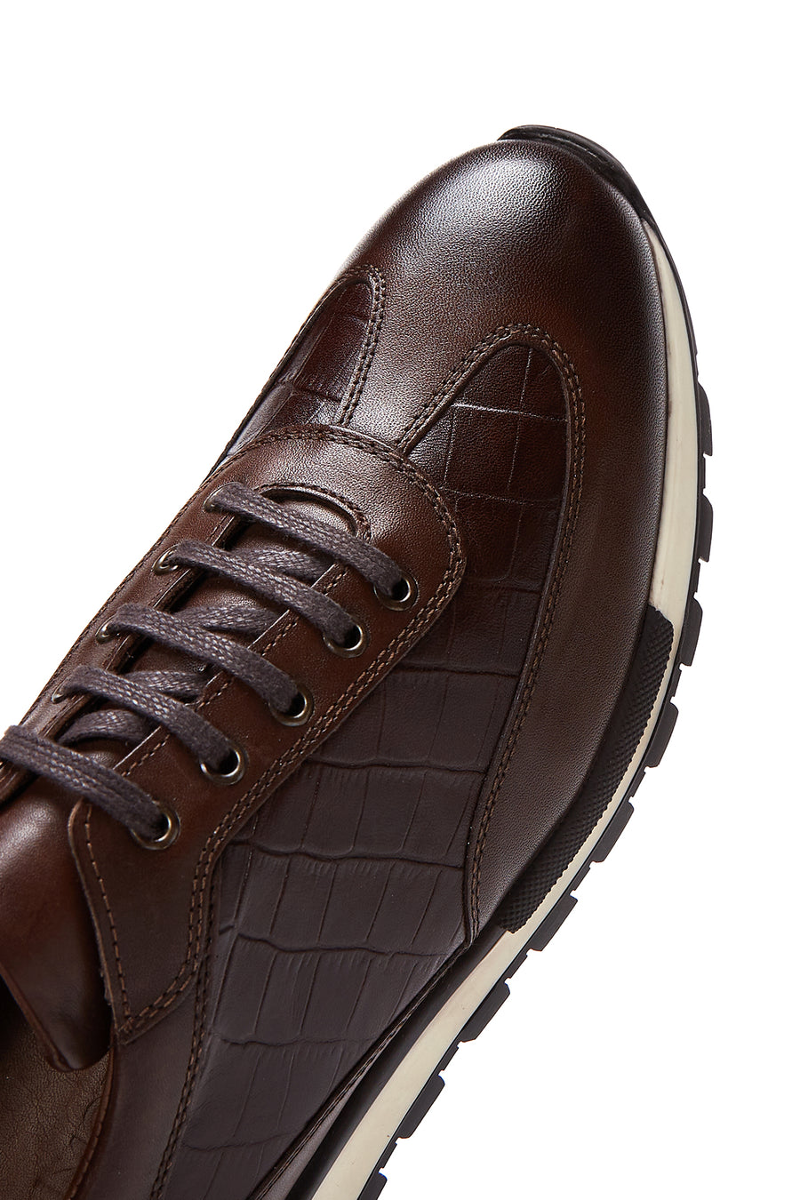 Erkek Kahverengi Deri Desenli Sneaker