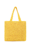 Women's Yellow Straw Knitted Shoulder Bag | Derimod