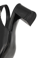 Women's Black Open Back Chunky Heel Leather Shoes | Derimod