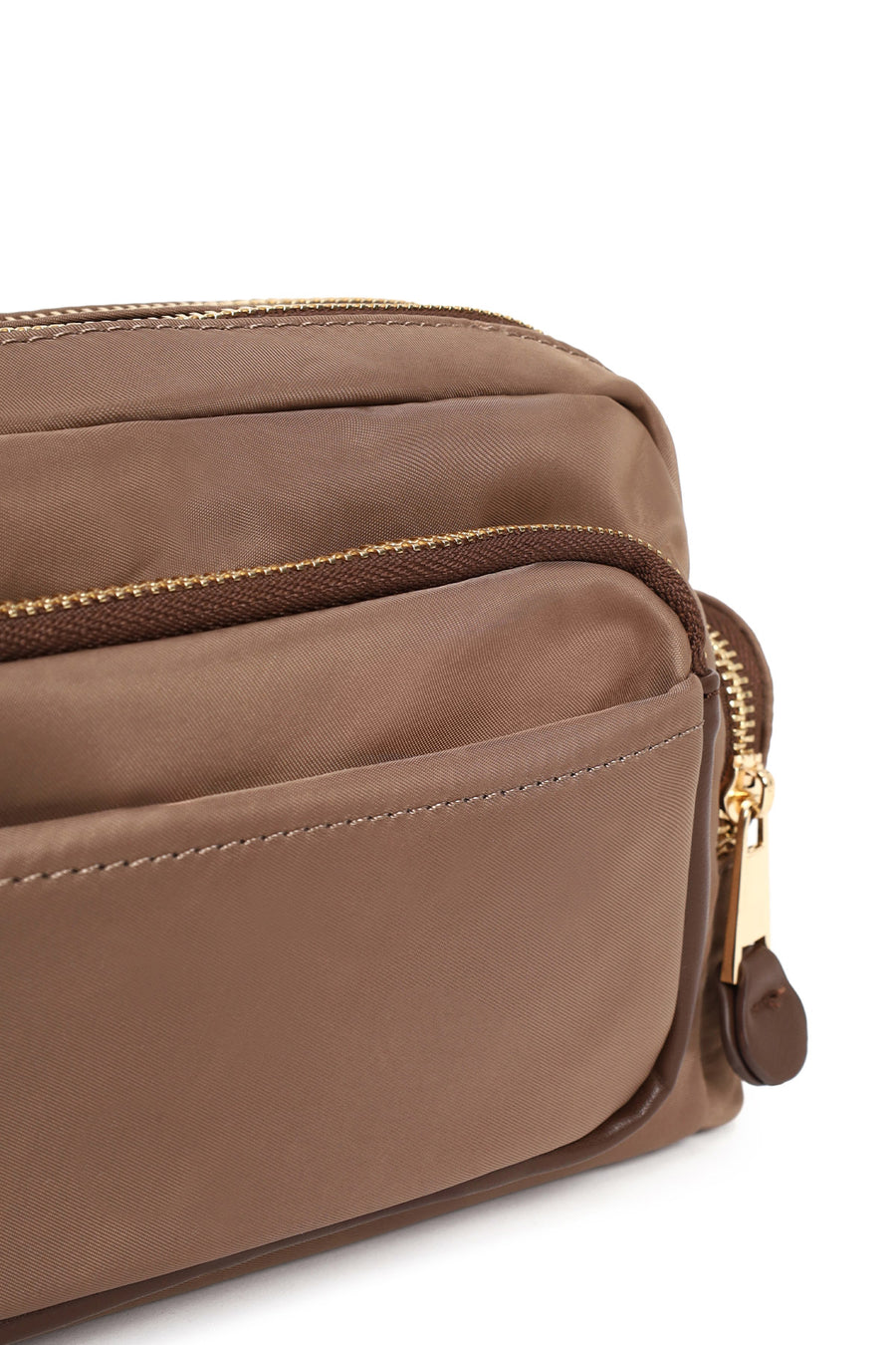 Woman Brown Fabric Mini Crossbody Bag