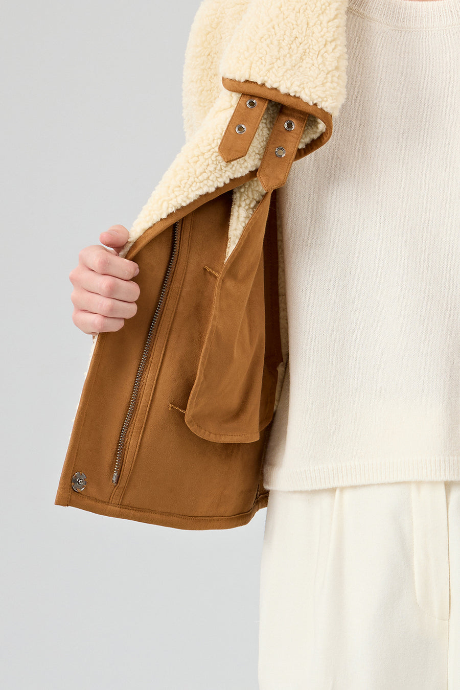 Samoens Women's Beige Short Teddy Coat