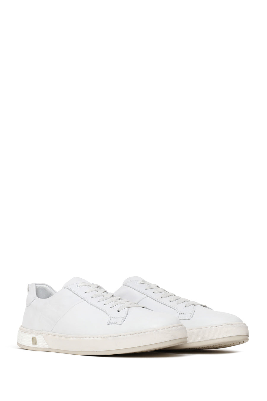 Male White Lace-Up Leather Sneaker