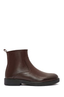 Men's Brown Zippered Leather Casual Boots | Derimod