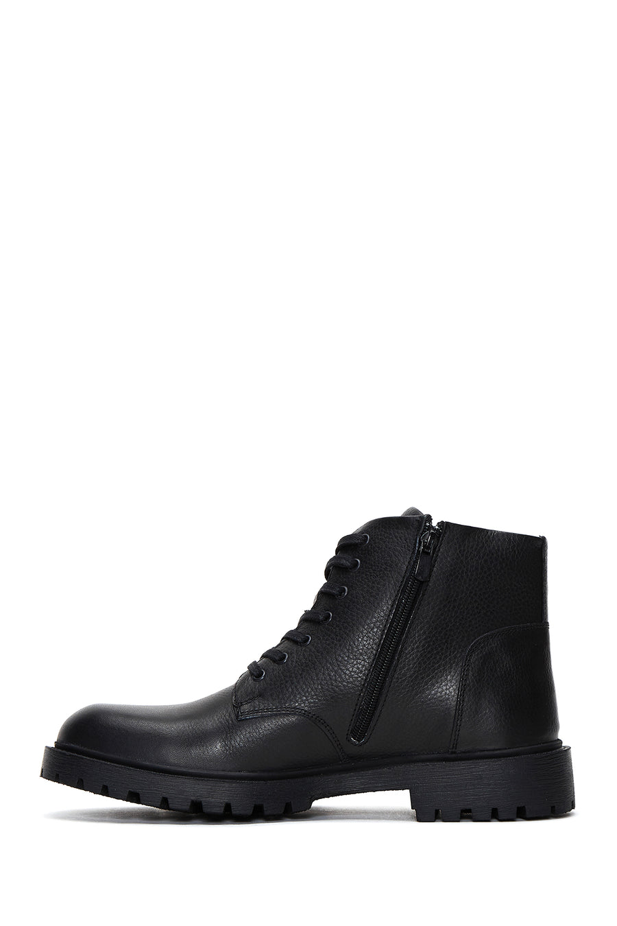 Men's Black Leather Zippered Casual Boots