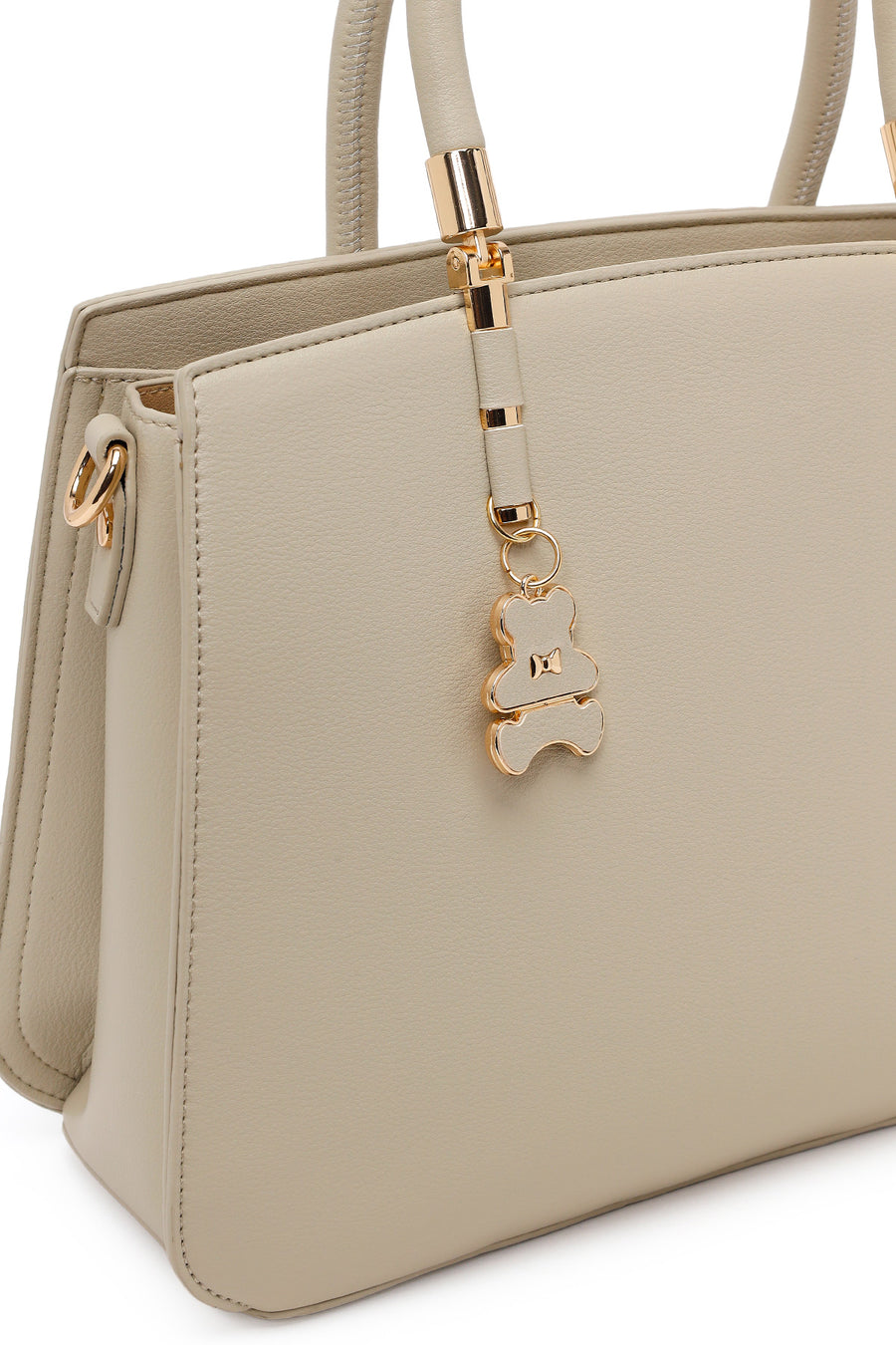 Woman Beige Long-Strap Shoulder Bag