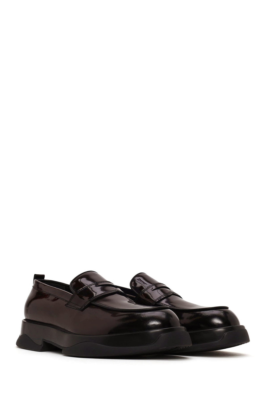 Male Burgundy Chunky-Soled Leather Loafer