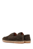 Men's Khaki Lace-Up Suede Leather Espadrilles | Derimod