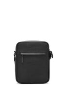 Men's Black Printed Leather Messenger Bag | Derimod