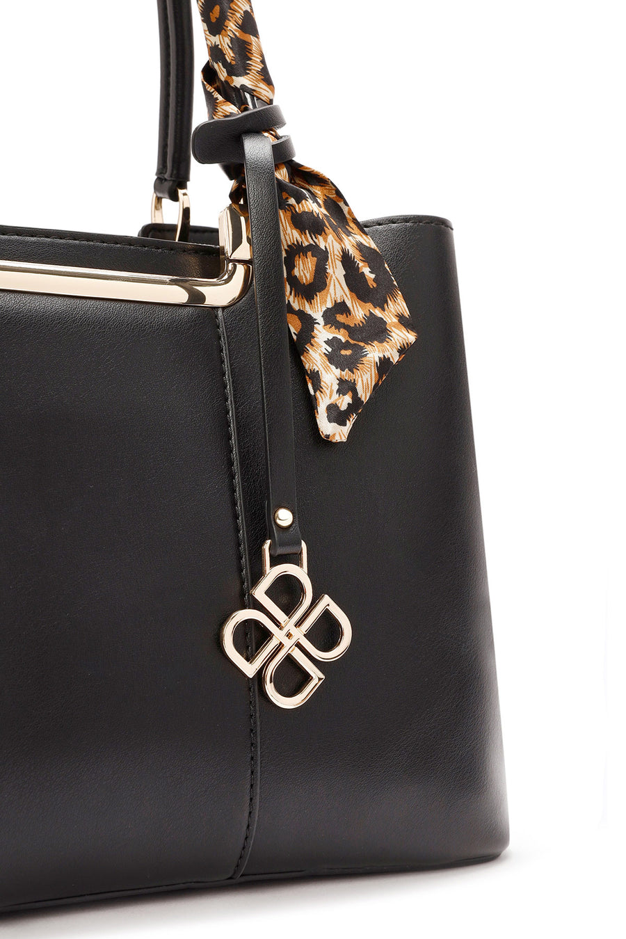 Woman Black Long-Strap Accessory-Detail Shoulder Bag