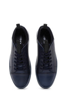 Men's Navy Blue Leather Sneaker | Derimod