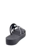 Women's Black Snake Printed Slippers | Derimod