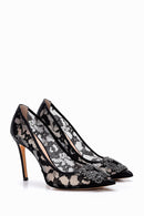 Women's Stone Detailed Lace Leather Stiletto | Derimod