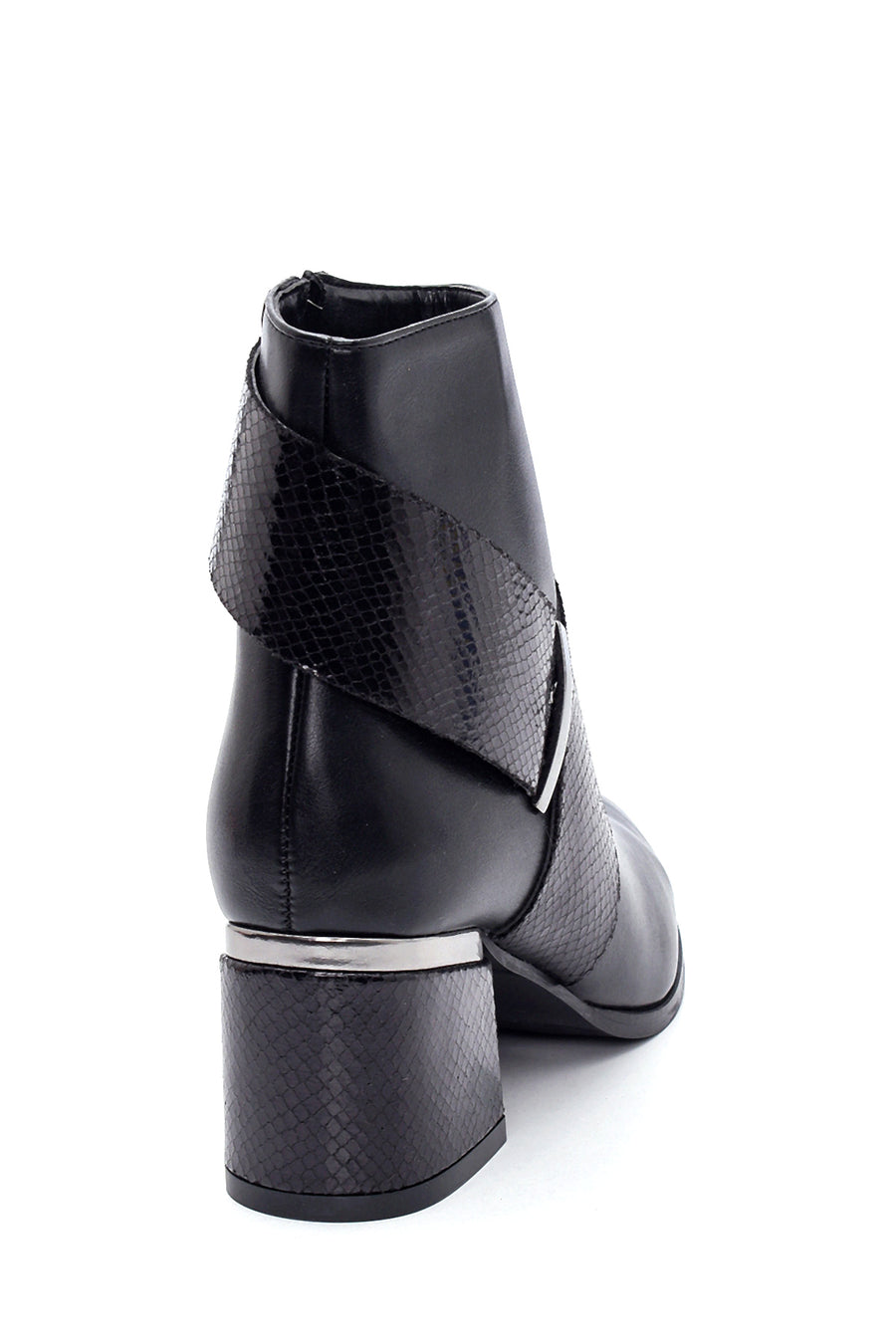 Women's Snake Patterned Mid Heel Boots