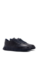 Men's Navy Blue Leather Sneaker | Derimod