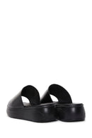 Women's Black Thick Soled Leather Slippers | Derimod