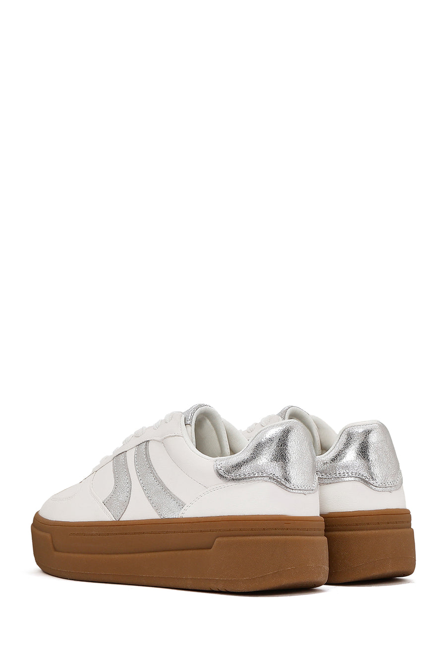 Kadın Beyaz Bağcıklı Kalın Tabanlı Sneaker