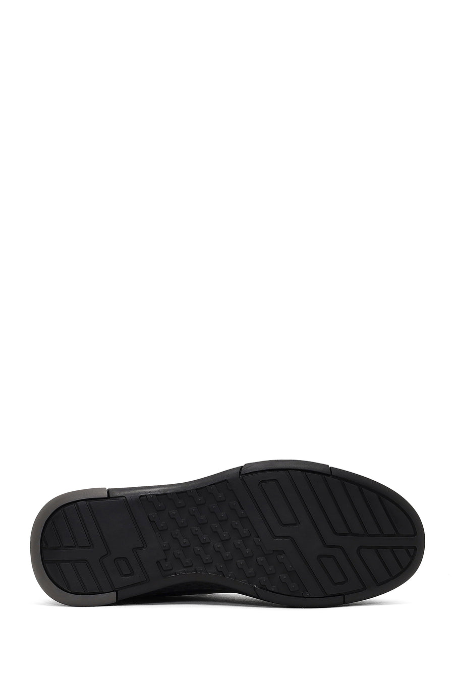 Men's Black Lace-Up Thick-Soled Leather Sneaker