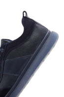 Men's Navy Blue Leather Sneaker | Derimod