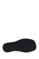 Woman Black Leather Flip-Flops | Derimod