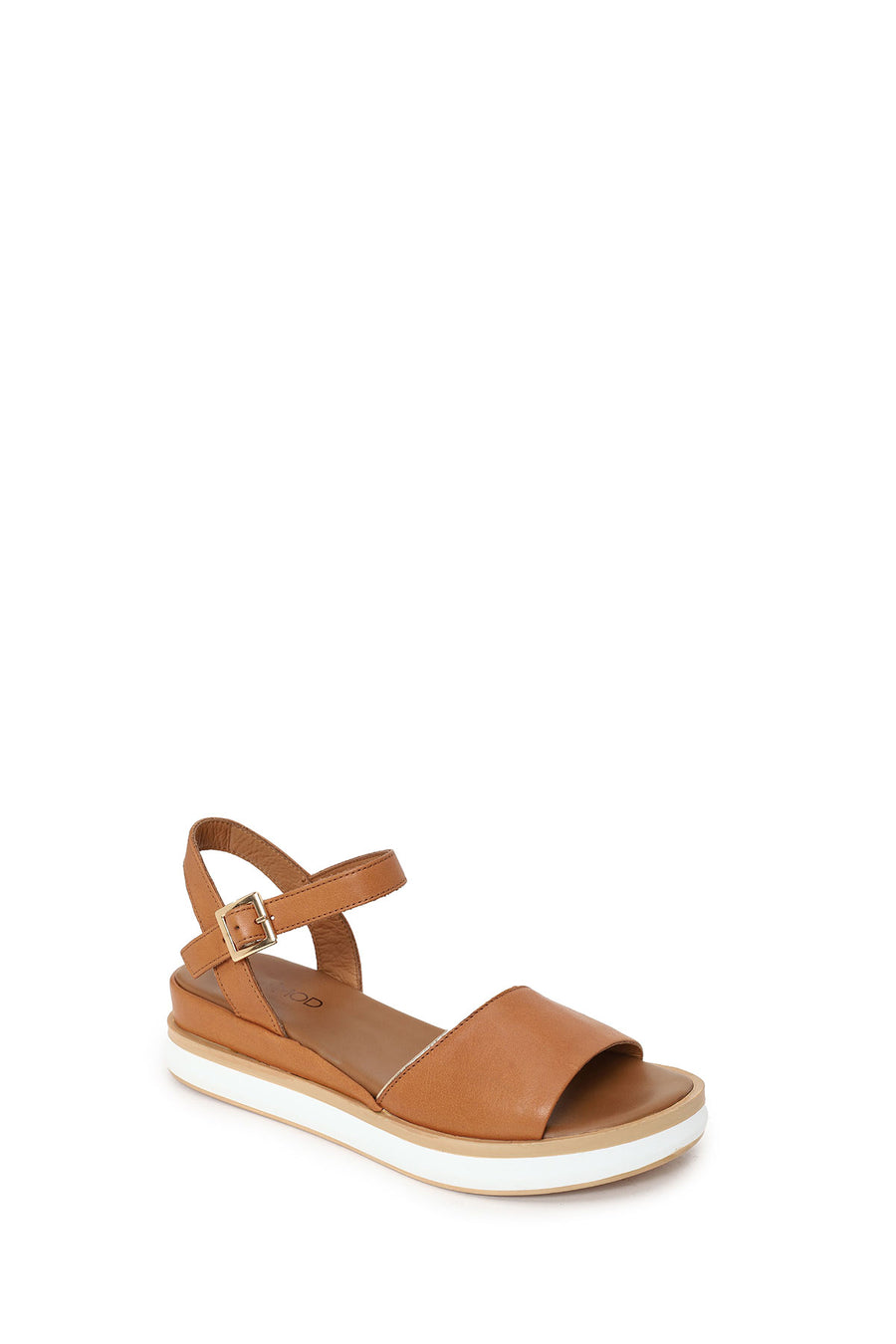 Woman Tan Strappy Wedge Heel Leather Sandal