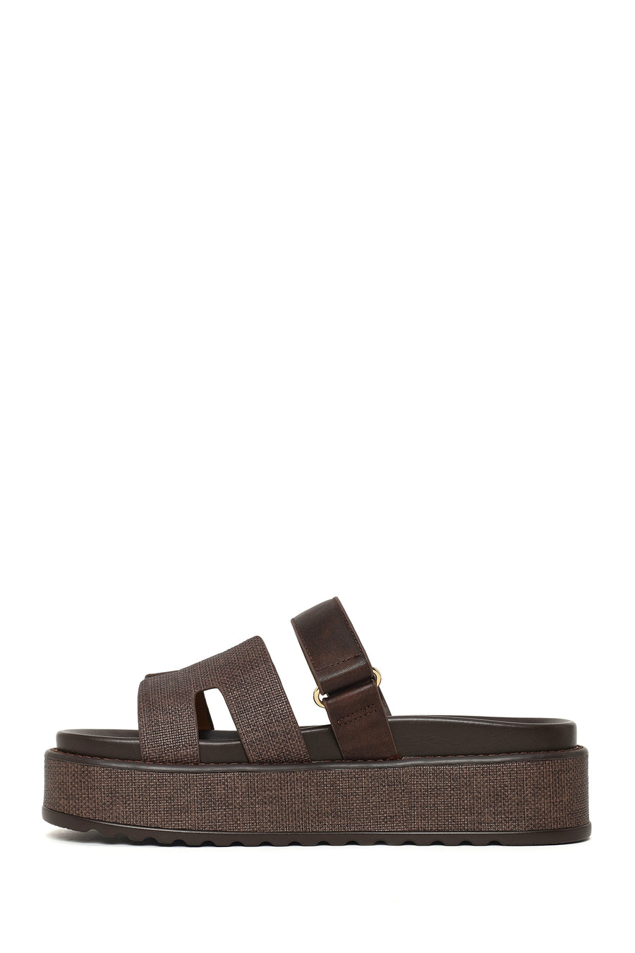 Woman Brown Strappy Thick-Soled Slipper