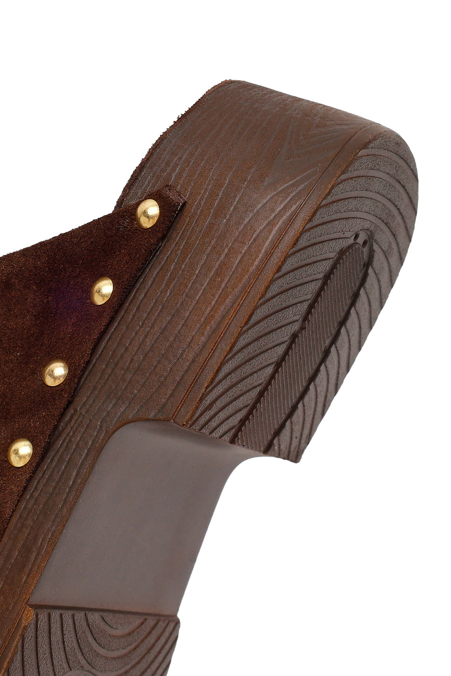 Women's Brown Platform Suede Leather Slippers