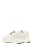 Woman White Side-Zip Lace-Up Thick-Sole Sneakers | Derimod