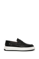 Men's Black Thick-Soled Leather Casual Loafer | Derimod