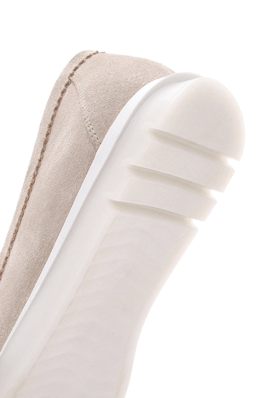 Kadın Bej Tokalı Süet Deri Comfort Loafer