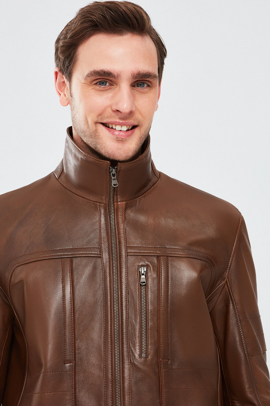Bruno Men's Cognac Leather Jacket