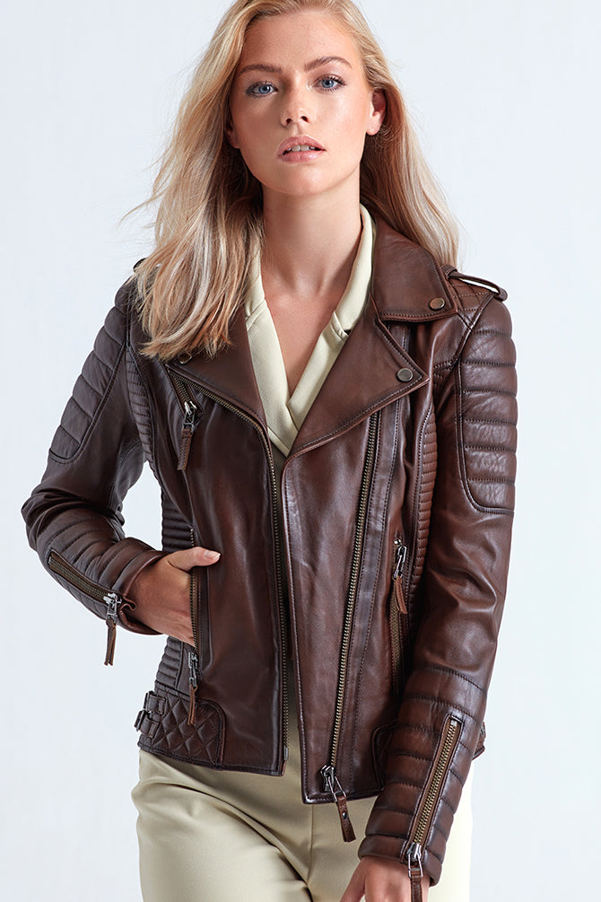 B-1002 Women's Leather Jacket 19WGM63581M | Derimod