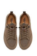Derimod Zero Male Beige Lace-Up Thick-Soled Fabric Sneaker | Derimod