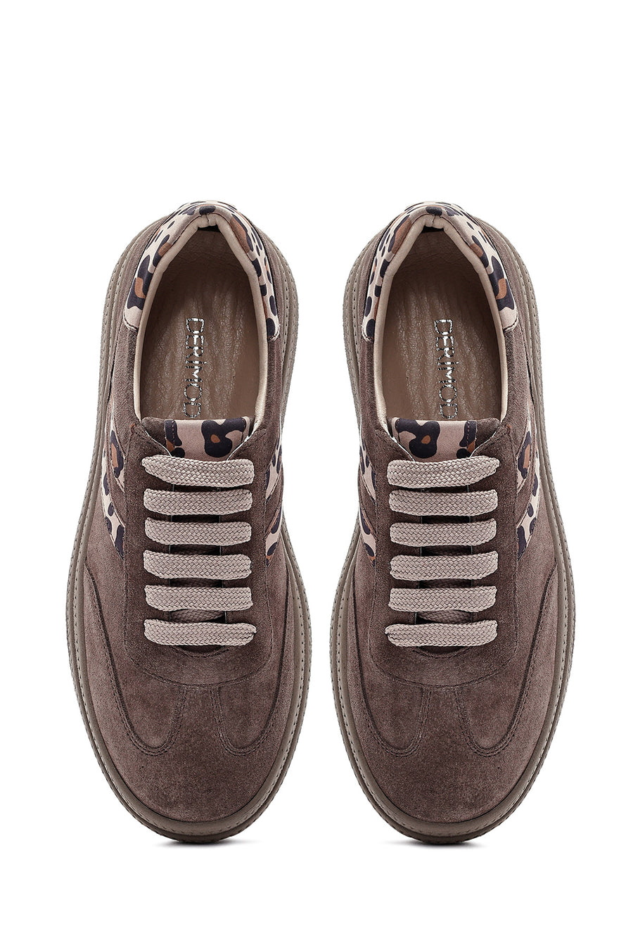 Woman Mink Lace-Up Suede Leather Sneaker