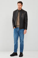 New Durant Men's Black Slim-Fit Vintage Leather Coat | Derimod