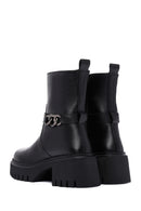 Women's Black Thick Soled Zippered Casual Leather Boots | Derimod