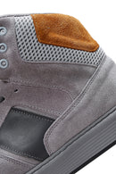 Men's Gray Leather High Top Sneaker | Derimod