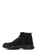 Men's Black Nubuck Leather Casual Zippered Boots | Derimod