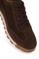 Erkek Kahverengi Bağcıklı Süet Deri Sneaker | Derimod