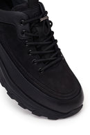 Male Black Lace-Up Thick-Soled Leather Casual Sneaker | Derimod