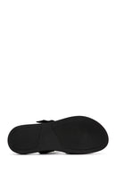 Women's Black Buckle Leather Slippers | Derimod