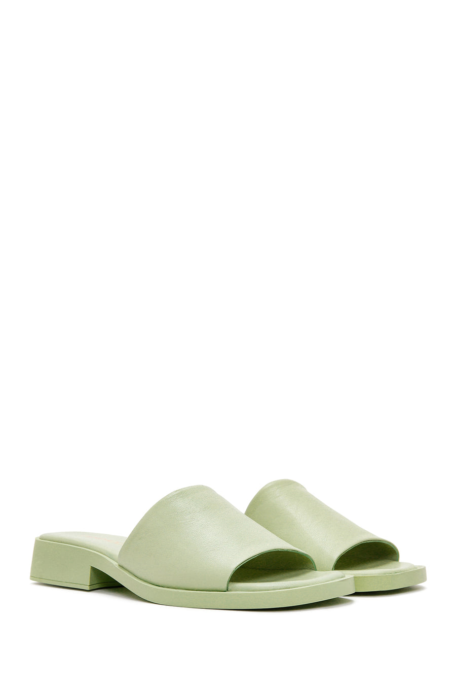 Women's Green Leather Slippers