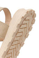 Women's Beige Suede Leather Sandals | Derimod
