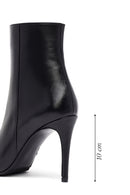 Woman Black Zip Closure High Thin-Heeled Leather Boots | Derimod