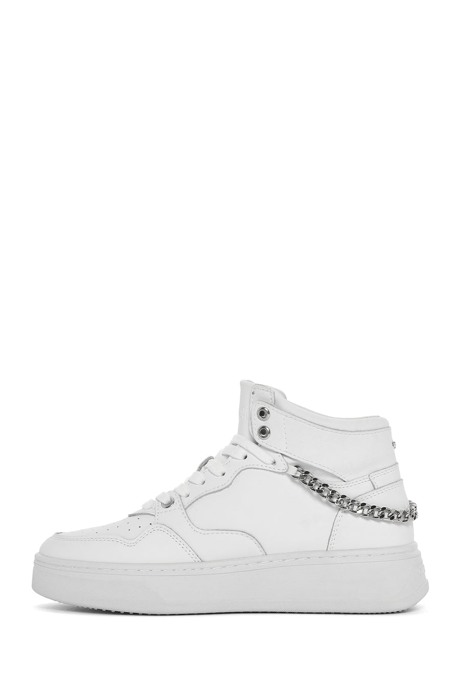 Alberto Guardiani Women's White Leather Thick Sole High Top Sneaker
